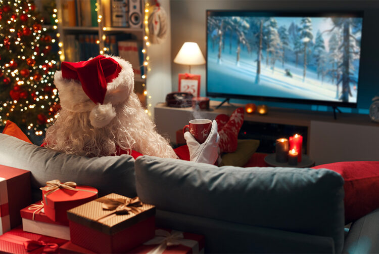 Santa Paying Attention to TV Ads